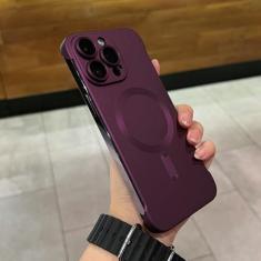 Imagem de Capa de PC ultrafina para iPhone 11 12 13 14 Pro Max 14 Plus para iPhone 15 Pro Capa protetora de lente rígida sem moldura à prova de choque, vinho tinto, para iPhone 14 ProMax