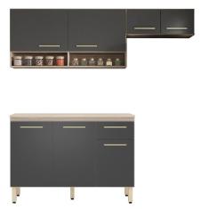 Imagem de Cozinha Compacta Dama 3 Peças Balcão 120cm Avena Grafito Com Tampo Mdp - Demóbile Avena Grafito