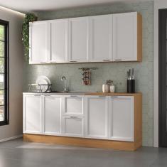 Imagem de Cozinha Compacta 4 Peças 2 Aéreos 2 Balcões Soho Cabecasa Madeiramadeira Freijó/Branco