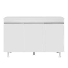 Imagem de Balcão Buffet Gabinete De Cozinha Lux 120cm 100% Mdf Com Tampo 03 Portas Branco - Desk Design