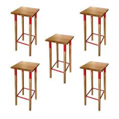 Imagem de KIT 5 BANQUETAS BISTRO INDUSTRIAL COLORS FERRO E MADEIRA MACIÇA - VERMELHA