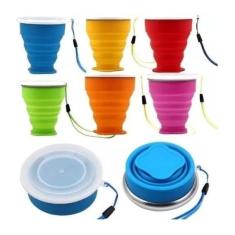 Imagem de Kit 10 Copos Dobrável Retrátil De Silicone 200Ml