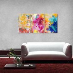 Imagem de Quadro Abstrato Moderno Colorido Escritórios Tecido 3 Peças