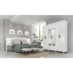 Imagem de Conjunto Quarto De Casal 1 Guarda Roupa Com Espelho Clara 1 Cabeceira