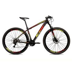 Imagem de   Bicicleta Aro 29 Ksw Xlt Câmbios Shimano 24v K7 Freios Hidráulicos Garfo Com Trava - Preto\Vermelho\Amarelo 
