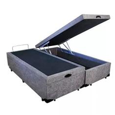 Imagem de Cama Box Com Baú Bipartido Casal Suede Cinza (Blindado) Real comfort