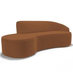 Imagem de Sofá 5 Lugares Curvo Sala de Estar Living Firenze Direito D02 Veludo Telha 300 cm C-262 - Lyam