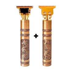 Imagem de 2 Maquininhas Dragon Retro Ultra Afiado Barba Profissional Gold - Rele