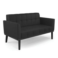 Imagem de Sofá Namoradeira 2 Lugares Base De Madeira Preto Elisa Corino D03 - D`rossi Cor Preto