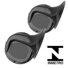 Imagem de Par Buzina Automotiva Universal Caracol 12V Som Grave e Agudo com Inmetro Cinoy YN-BZC201