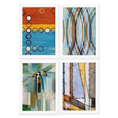 Imagem de Quadros Abstrato Geométrico Moldura  22x32cm 4un