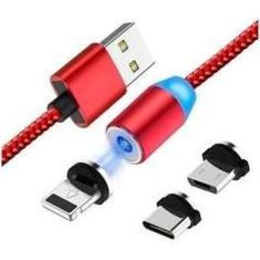 Imagem de CABO MAGNETICO CARREGAMENTO CELULAR USB 3 em 1 2.1A | V8 | TIPO-C| LIGHT-IOS