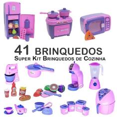 Imagem de Kit Infantil Comida Geladeira Fogão Microondas Panela 41P