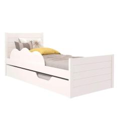 Imagem de Cama Bibox Solteiro Protetor Lateral 100% MDF Elza Cimol Branco - CIMOL MOVEIS