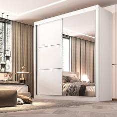 Imagem de Guarda Roupa Casal 2 Portas Com Espelho 6 Gavetas 100% MDF Coliseu D Doro Moveis Branco