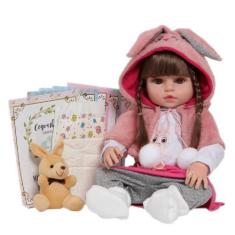 Imagem de Boneca Reborn Menina Coelhinha 100% Vinil Siliconado + Itens - Cegonha