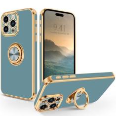 Imagem de Capa SouliGo compatível com iPhone 16 Pro Max, suporte de anel de borracha macia, híbrido, à prova de choque, proteção contra quedas, meninas, mulheres, meninos, homens, iPhone 16 Pro Max,