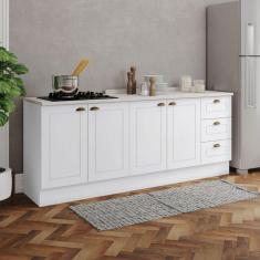 Imagem de Cozinha Compacta Americana 4 Portas 3 Gavetas 100% Mdf Branco Ce760 - Henn