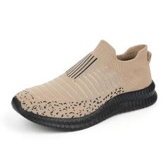 Imagem de Tênis masculino de corrida de estrada sem cadarço para homem, respirável, para caminhada, água, tênis, esportivo, confortável, leve, casual, moderno, Caqui, 39