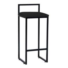 Imagem de Banqueta Alta Bistô Bar Em Aço Preto Assento Preto Suede