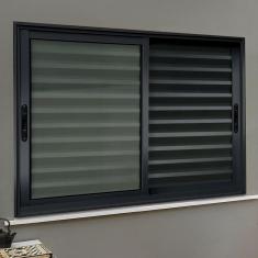 Imagem de Veneziana Elite 3 Folhas Moveis 100 X 150 Vidro Liso Preto