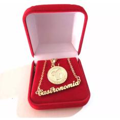 Imagem de Colar Duplo Gastronomia Chefe Cozinheiro Folheado a Ouro 18K