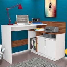 Imagem de Mesa Escrivaninha Mega Office Branco/amendoa - Olivar Móveis