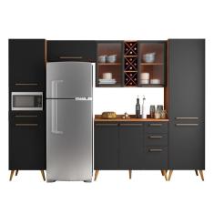 Imagem de Armário De Cozinha Vidro 9 Portas Preto / Nature