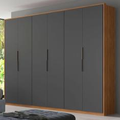 Imagem de Guarda-Roupa Casal Atrice 6 Portas 6 Gavetas Amêndola Touch/Grafito - Demóbile