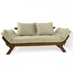 Imagem de Sofá Japão Futon Bege Em Madeira Maciça Cor Imbuia