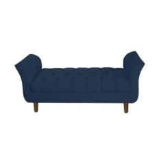 Imagem de Recamier Estofado Para Sala de Estar 90 cm Grécia Suede Azul Marinho -
