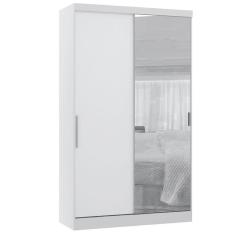 Imagem de Guarda Roupa Modulado 134,50cm 2 Portas De Correr Com Espelho Alpes Branco Pf Com Branco Pf