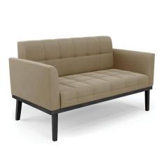 Imagem de Sofá Namoradeira 2 Lugares Base De Madeira Preto Elisa Suede D03 - D`rossi Cor Marrom Rato