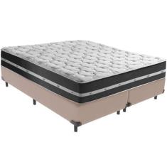 Imagem de Cama Box Bege e Colchão Classic Preto Molas ensacadas Queen Anjos
