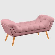Imagem de Recamier Calçadeira Casal 140cm Ayla Veludo Rosa Bebê - Montanaris Decor
