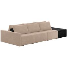 Imagem de Sofá Ilha Modular Para Sala 312cm com Puff Dublin K01 Veludo Bege e Si