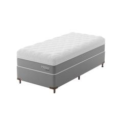 Imagem de Cama Box Solteirão com Colchão Sublime Mola Ensacada e Espuma Viscoelástica (32x108x198) Cinza e Branco