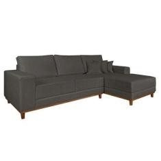 Imagem de Sofá 4 Lugares Mônaco Com Chaise Direito Linho Cinza - Mobly