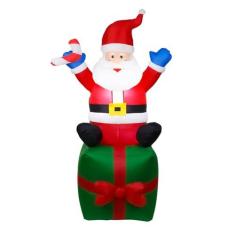 Imagem de BHCASE 1.8m/5.9ft Infláveis de Natal de 6 pés Papai Noel à prova d'água 6 LED gigante iluminado caixa de presente de Papai Noel com estacas de chão e cordas para gramado, jardim, decorações de Natal