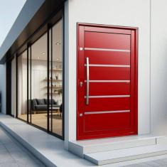 Imagem de Porta Pivotante Lambril Premium com Puxador Lado Esquerdo Elite 216x100cm Vermelho