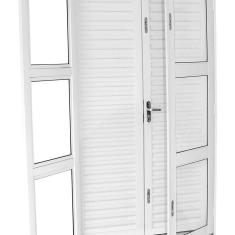 Imagem de Porta Balcão de Aço Laminada 215x120cm com Vidro Ideal Crv Esquadrias Branco