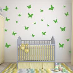 Imagem de Adesivo de Parede Borboletas Verde para Quarto Infantil 25un