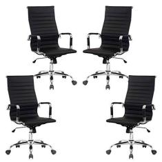Imagem de Conjunto 4 Cadeiras de Escritorio Presidente Boston Giratória Regulagem de Altura a Gas