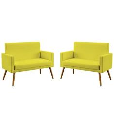 Imagem de Kit 2 Poltronas Namoradeiras Decorativas Vega Com Rodapé Suede  Aradecor