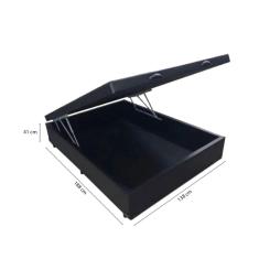 Imagem de Cama Box Baú Casal 138 Tecido Sintético Preto Com Colchão Roma Bello Box 100% Espuma D45 Bege 55x138x188