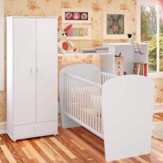 Imagem de Guarda Roupa de Bebê 2 Portas 4 Gavetas Baixinho Branco