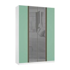 Imagem de Guarda Roupa 4 Portas 159,2 Cm Prata Branco Com Verde Jade