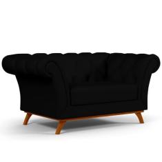 Imagem de Sofá 2 Lugares Para Sala de Estar Império 150 cm D02 Veludo Preto C-300 - Lyam Decor