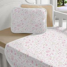 Imagem de Jogo De Cama Bebê 3 Peças - Lençol Liso - Fronha Estampada - Fronha Li