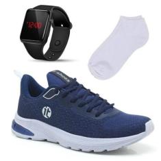 Imagem de Kit Tênis Academia Masculino + Relógio Digital + Meia - It Shoes, Azul